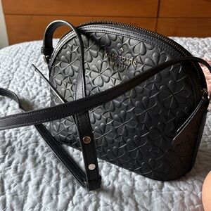 kate spade Black Embossed Floral Leather Crossbody